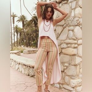 Free People In My Feelings Striped Pull On Pants Medium NEW